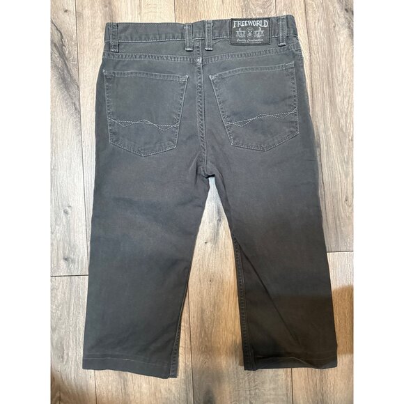 Free world Youth Gray Denim Pants 16/28 Relaxed Fit Hemmed Made In Mexico Durabl - Picture 6 of 11